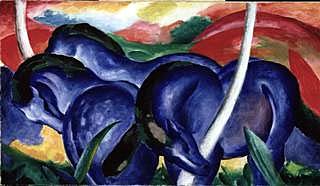 Franz Marc, Die grossen blauen Pferde (The Large Blue Horses), 1911, oil on canvas, Walker Art Center, Gift of the T. B. Walker Foundation, Gilbert M. Walker Fund