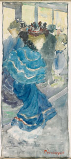 Maurice Brazil Prendergast, Elegant Woman in Blue Dress, c. 1893-94, Antonello Family Foundation