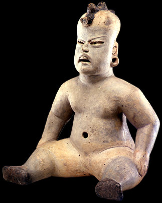 Seated figure with harpy eagle crest