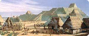 Artist reconstruction of a mound city