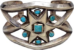 Navajo, Bracelet, before 1925, Silver, turquoise, Bequest of Virginia Doneghy