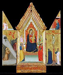 Bernardo Daddi, Madonna and Child with Saints Helen and Peter and Saints Catherine and Paul; The Angel of the Annunciation; Saint Francis Receiving the Stigmata; The Virgin of the Annunciation; The Crucifixion with the Virgin and Saint John, 1339, tempera and gold ground on poplar panel, The Minneapolis Institute of Arts, The Ethel Morrison Van Derlip Fund