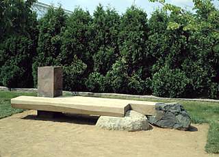 Kinji Akagawa, Garden Seating, Reading, Thinking, 1987, Granite, basalt, cedar, Walker Art Center, In memory of Elizabeth Decker Velie